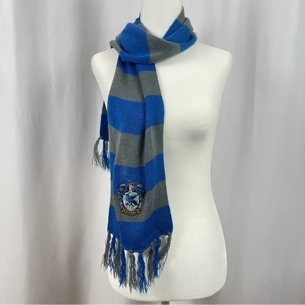 Harry Potter Ravenclaw Patch Stripe Knit Scarf Embroidered Academia
